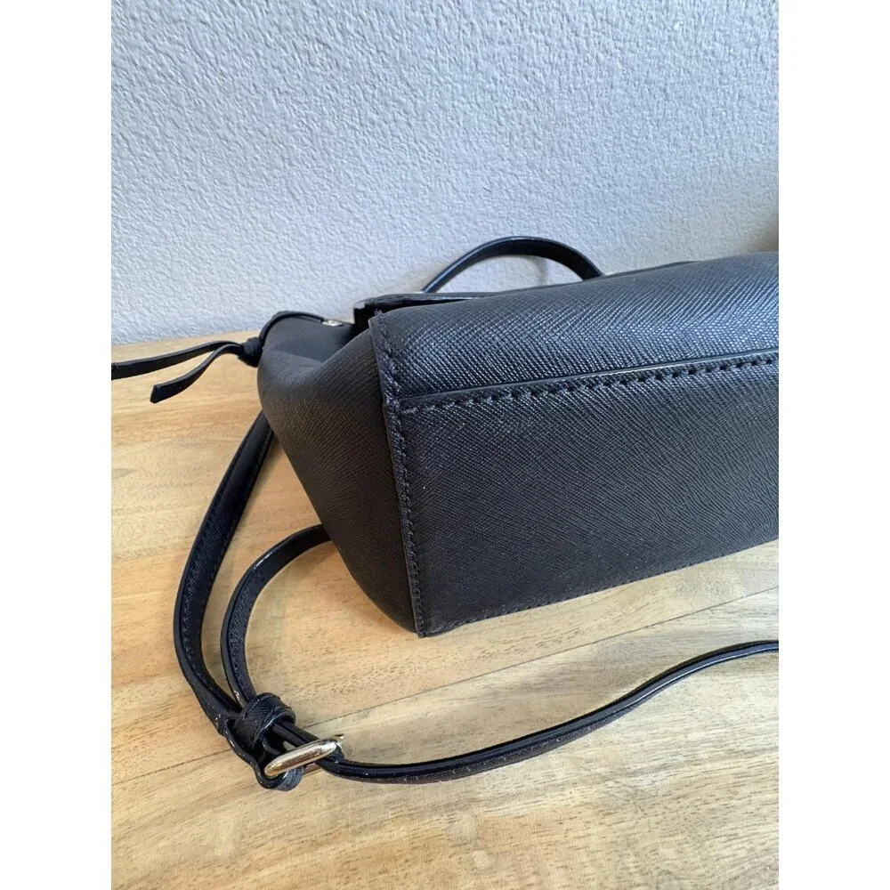Kate Spade New York Satchel Bag Womens Black Leather Crossbody Purse Handbag